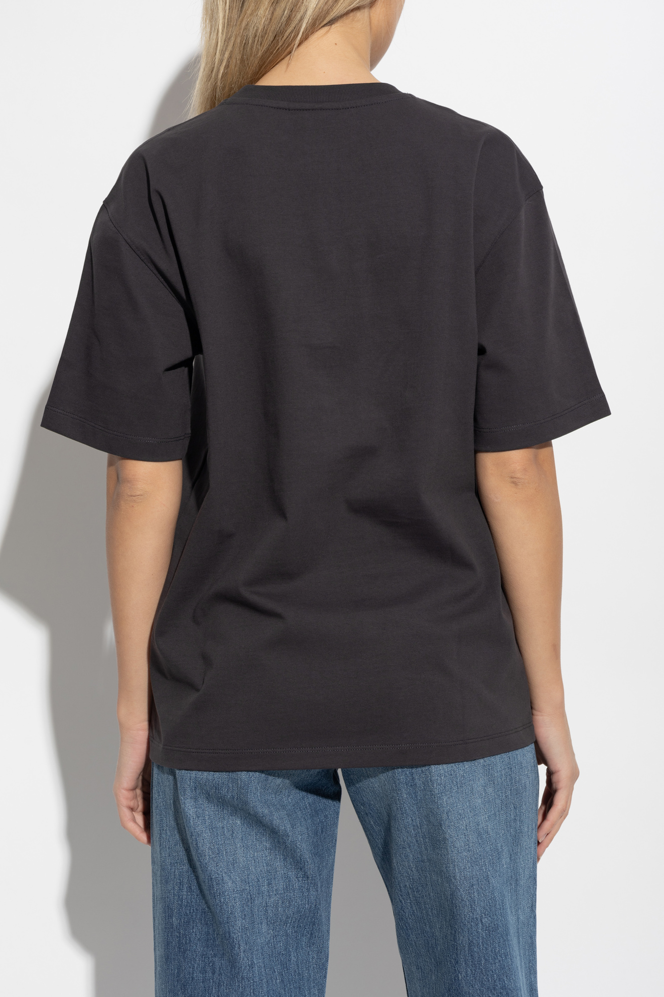 Tシャツ・カットソー GANNI Woman T-Shirt Grey T4254 252 Phantom Grey Washed Heart Cropped T-shirt | GANNI US